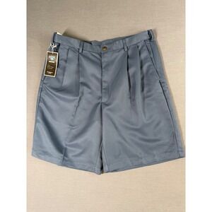 Haggar Performance Wear Cool 18 Cadet Blue Shorts Pleated Size 36 No Iron NWT